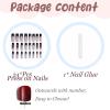 image:imageBABALAL Press on Nails  Long Stiletto Fake Nails Brown Cheetah French Tip Tortoise Flower Design 3D Handmade Acrylic Glue on Y2k Full Cover False nails with Rhinestone 24PcsANG201