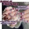 image:imageBABALAL Press on Nails  Long Stiletto Fake Nails Brown Cheetah French Tip Tortoise Flower Design 3D Handmade Acrylic Glue on Y2k Full Cover False nails with Rhinestone 24PcsANG205