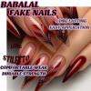 image:imageBABALAL Press on Nails  Long Stiletto Fake Nails Brown Cheetah French Tip Tortoise Flower Design 3D Handmade Acrylic Glue on Y2k Full Cover False nails with Rhinestone 24PcsANG20411