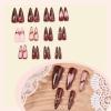 image:imageBABALAL Press on Nails  Long Stiletto Fake Nails Brown Cheetah French Tip Tortoise Flower Design 3D Handmade Acrylic Glue on Y2k Full Cover False nails with Rhinestone 24PcsANG20412