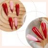 image:imageBABALAL Press on Nails  Long Stiletto Fake Nails Brown Cheetah French Tip Tortoise Flower Design 3D Handmade Acrylic Glue on Y2k Full Cover False nails with Rhinestone 24PcsANG20410