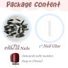 image:imageBABALAL Press on Nails  Long Stiletto Fake Nails Brown Cheetah French Tip Tortoise Flower Design 3D Handmade Acrylic Glue on Y2k Full Cover False nails with Rhinestone 24PcsANG20404