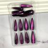 image:imageBABALAL Press on Nails  Long Stiletto Fake Nails Brown Cheetah French Tip Tortoise Flower Design 3D Handmade Acrylic Glue on Y2k Full Cover False nails with Rhinestone 24PcsANG20413