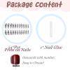 image:imageBABALAL Press on Nails  Long Stiletto Fake Nails Brown Cheetah French Tip Tortoise Flower Design 3D Handmade Acrylic Glue on Y2k Full Cover False nails with Rhinestone 24PcsANG20408