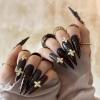 image:imageBABALAL Press on Nails  Long Stiletto Fake Nails Brown Cheetah French Tip Tortoise Flower Design 3D Handmade Acrylic Glue on Y2k Full Cover False nails with Rhinestone 24PcsANG20407