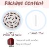 image:imageBABALAL Press on Nails  Long Stiletto Fake Nails Brown Cheetah French Tip Tortoise Flower Design 3D Handmade Acrylic Glue on Y2k Full Cover False nails with Rhinestone 24PcsANG20401