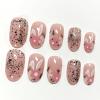 image:imageBABALAL Press on Nails Short Oval  Yellow Fake Nails Flower amp Sparkly Glitter Bling Swirl Design Summer Spring Full Cover Acrylic False Nails for Women GirlsBNO30303