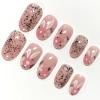 image:imageBABALAL Press on Nails Short Oval  Yellow Fake Nails Flower amp Sparkly Glitter Bling Swirl Design Summer Spring Full Cover Acrylic False Nails for Women GirlsBNO30303