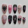image:imageBABALAL Medium Almond Press on Nails  Green Spring Fake Nails Cat Eye Bling Design with Flower Trendy Full Cover Acrylic False Nails for Women Girls 24PcsANI01