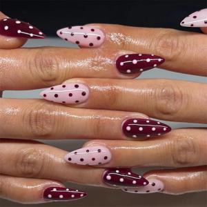 image:imageBABALAL Anime Press On Nails Medium Almond Fake Nails Yellow Red Summer Design Apple Flower Cartoon 24Pcs Glossy Acrylic False NailsBNSA105