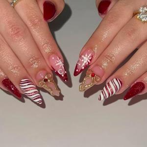 image:imageBABALAL Anime Press On Nails Medium Almond Fake Nails Yellow Red Summer Design Apple Flower Cartoon 24Pcs Glossy Acrylic False NailsBNSA109