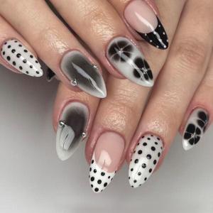 image:imageBABALAL Pink Press on Nails  Almond Medium Fake Nails Cat Eye Shiny Bling Design With Flower Charm 30Pcs Bling Manicure Acrylic False Nails for Women GirlsCNE022