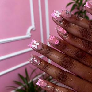 image:imageBABALAL Press on Nails Short Oval  Yellow Fake Nails Flower amp Sparkly Glitter Bling Swirl Design Summer Spring Full Cover Acrylic False Nails for Women GirlsBNO313