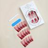 image:imageBABALAL Press on Nails Long Square Fake nails Brown Red Tortoise Fall Glue ons French Tip 3D Flower Handmade Supplies 24Pcs Ombre Full Cover Mancire False Nails for Women GirlsFNY04red
