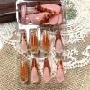 image:imageBABALAL Press on Nails Long Square Fake nails Brown Red Tortoise Fall Glue ons French Tip 3D Flower Handmade Supplies 24Pcs Ombre Full Cover Mancire False Nails for Women GirlsFNY03brown