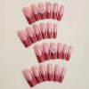 image:imageBABALAL Press on Nails Long Square Fake nails Brown Red Tortoise Fall Glue ons French Tip 3D Flower Handmade Supplies 24Pcs Ombre Full Cover Mancire False Nails for Women GirlsFNY04red