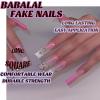 image:imageBABALAL Press on Nails Long Square Fake nails Brown Red Tortoise Fall Glue ons French Tip 3D Flower Handmade Supplies 24Pcs Ombre Full Cover Mancire False Nails for Women GirlsFNY20cross