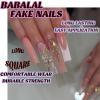 image:imageBABALAL Press on Nails Long Square Fake nails Brown Red Tortoise Fall Glue ons French Tip 3D Flower Handmade Supplies 24Pcs Ombre Full Cover Mancire False Nails for Women GirlsFNY06butterfly