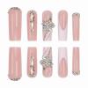 image:imageBABALAL Press on Nails Long Square Fake nails Brown Red Tortoise Fall Glue ons French Tip 3D Flower Handmade Supplies 24Pcs Ombre Full Cover Mancire False Nails for Women GirlsFNY06butterfly