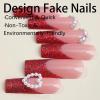 image:imageBABALAL Press on Nails Long Square Fake nails Brown Red Tortoise Fall Glue ons French Tip 3D Flower Handmade Supplies 24Pcs Ombre Full Cover Mancire False Nails for Women GirlsFNY04red
