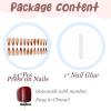 image:imageBABALAL Press on Nails Long Square Fake nails Brown Red Tortoise Fall Glue ons French Tip 3D Flower Handmade Supplies 24Pcs Ombre Full Cover Mancire False Nails for Women GirlsFNY03brown
