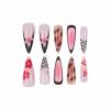 image:imageBABALAL Press on Nails Long Square Fake nails Brown Red Tortoise Fall Glue ons French Tip 3D Flower Handmade Supplies 24Pcs Ombre Full Cover Mancire False Nails for Women GirlsFNY03tortoise