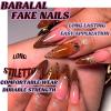 image:imageBABALAL Press on Nails Long Square Fake nails Brown Red Tortoise Fall Glue ons French Tip 3D Flower Handmade Supplies 24Pcs Ombre Full Cover Mancire False Nails for Women GirlsFNY03brown