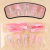 image:imageBABALAL Press on Nails Long Square Fake nails Brown Red Tortoise Fall Glue ons French Tip 3D Flower Handmade Supplies 24Pcs Ombre Full Cover Mancire False Nails for Women GirlsFNY20cross