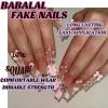 image:imageBABALAL Press on Nails Long Square Fake nails Brown Red Tortoise Fall Glue ons French Tip 3D Flower Handmade Supplies 24Pcs Ombre Full Cover Mancire False Nails for Women GirlsFNY02luxury