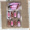 image:imageBABALAL Press on Nails Long Square Fake nails Brown Red Tortoise Fall Glue ons French Tip 3D Flower Handmade Supplies 24Pcs Ombre Full Cover Mancire False Nails for Women GirlsFNY03tortoise