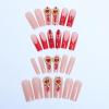 image:imageBABALAL Press on Nails Long Square Fake nails Brown Red Tortoise Fall Glue ons French Tip 3D Flower Handmade Supplies 24Pcs Ombre Full Cover Mancire False Nails for Women GirlsFNY09red