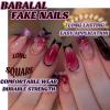 image:imageBABALAL Press on Nails Long Square Fake nails Brown Red Tortoise Fall Glue ons French Tip 3D Flower Handmade Supplies 24Pcs Ombre Full Cover Mancire False Nails for Women GirlsFNY04brownflo