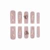 image:imageBABALAL Press on Nails Long Square Fake nails Brown Red Tortoise Fall Glue ons French Tip 3D Flower Handmade Supplies 24Pcs Ombre Full Cover Mancire False Nails for Women GirlsFNY21pink