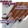 image:imageBABALAL Press on Nails Long Square Fake nails Brown Red Tortoise Fall Glue ons French Tip 3D Flower Handmade Supplies 24Pcs Ombre Full Cover Mancire False Nails for Women GirlsFNY04skull