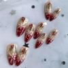 image:imageBABALAL Snowflake Press on Nails Short Square Fake Nails Blue Gradient Glue on Glitter Bling Design Winter New Year Christmas Acrylic 24Pcs Full Cover False Nails for Women Girls kidsBNxmas08