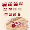 image:imageBABALAL Snowflake Press on Nails Short Square Fake Nails Blue Gradient Glue on Glitter Bling Design Winter New Year Christmas Acrylic 24Pcs Full Cover False Nails for Women Girls kidsBNxmas14