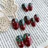 image:imageBABALAL Snowflake Press on Nails Short Square Fake Nails Blue Gradient Glue on Glitter Bling Design Winter New Year Christmas Acrylic 24Pcs Full Cover False Nails for Women Girls kidsBNxmas11