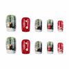 image:imageBABALAL Snowflake Press on Nails Short Square Fake Nails Blue Gradient Glue on Glitter Bling Design Winter New Year Christmas Acrylic 24Pcs Full Cover False Nails for Women Girls kidsBNxmas10