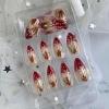image:imageBABALAL Snowflake Press on Nails Short Square Fake Nails Blue Gradient Glue on Glitter Bling Design Winter New Year Christmas Acrylic 24Pcs Full Cover False Nails for Women Girls kidsBNxmas08