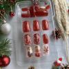 image:imageBABALAL Snowflake Press on Nails Short Square Fake Nails Blue Gradient Glue on Glitter Bling Design Winter New Year Christmas Acrylic 24Pcs Full Cover False Nails for Women Girls kidsBNxmas01