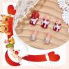 image:imageBABALAL Snowflake Press on Nails Short Square Fake Nails Blue Gradient Glue on Glitter Bling Design Winter New Year Christmas Acrylic 24Pcs Full Cover False Nails for Women Girls kidsBNxmas14