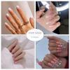 image:imageBABALAL Long Press on Nails Coffin Fake Nails Matte False Nails Ombre Nails Pink Fake Nails Ballerina Nails for Women and Girls