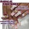 image:imageBABALAL Press On Nails Extra Long Square Fake Nails White Chrome French Tip amp 3D Gold Chain 3D Design Glossy Full Cover Glue On Nails For Women And Girls 24PcsFNP02pink