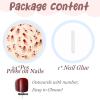 image:imageBABALAL Press On Nails Extra Long Square Fake Nails White Chrome French Tip amp 3D Gold Chain 3D Design Glossy Full Cover Glue On Nails For Women And Girls 24PcsFNP12heart