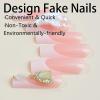 image:imageBABALAL Press On Nails Extra Long Square Fake Nails White Chrome French Tip amp 3D Gold Chain 3D Design Glossy Full Cover Glue On Nails For Women And Girls 24PcsFNP02pink