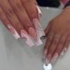 image:imageBABALAL Press On Nails Extra Long Square Fake Nails White Chrome French Tip amp 3D Gold Chain 3D Design Glossy Full Cover Glue On Nails For Women And Girls 24PcsFNP34white