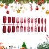 image:imageBABALAL Press On Nails Extra Long Square Fake Nails White Chrome French Tip amp 3D Gold Chain 3D Design Glossy Full Cover Glue On Nails For Women And Girls 24PcsFNP08redxmas