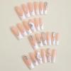 image:imageBABALAL Press On Nails Extra Long Square Fake Nails White Chrome French Tip amp 3D Gold Chain 3D Design Glossy Full Cover Glue On Nails For Women And Girls 24PcsFNP34white