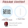 image:imageBABALAL Press On Nails Extra Long Square Fake Nails White Chrome French Tip amp 3D Gold Chain 3D Design Glossy Full Cover Glue On Nails For Women And Girls 24PcsFNP0306
