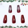 image:imageBABALAL Press On Nails Extra Long Square Fake Nails White Chrome French Tip amp 3D Gold Chain 3D Design Glossy Full Cover Glue On Nails For Women And Girls 24PcsFNP04red